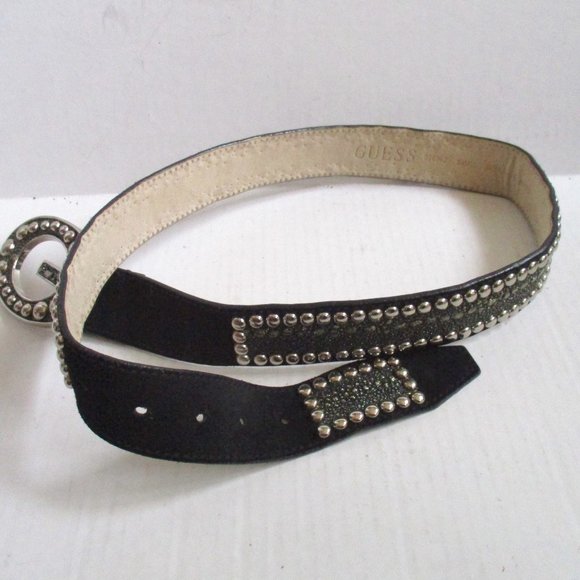 *GUESS MOD Black Leather and Silver Studded Belt main image 4